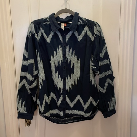 NWOT! Anthropologie navy pilcro Romy aztek boho shirt - Picture 4 of 8